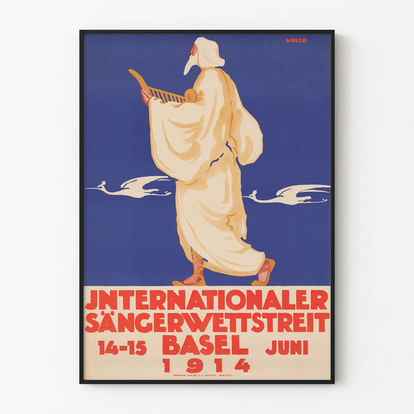Póster Vintage Concurso Internacional de Cantantes Basilea 1914
