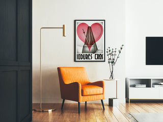 Vintage Poster Iodures Cros with Microphone and Red Heart