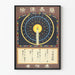 Póster japonés antiguo con vela y símbolos tradicionales