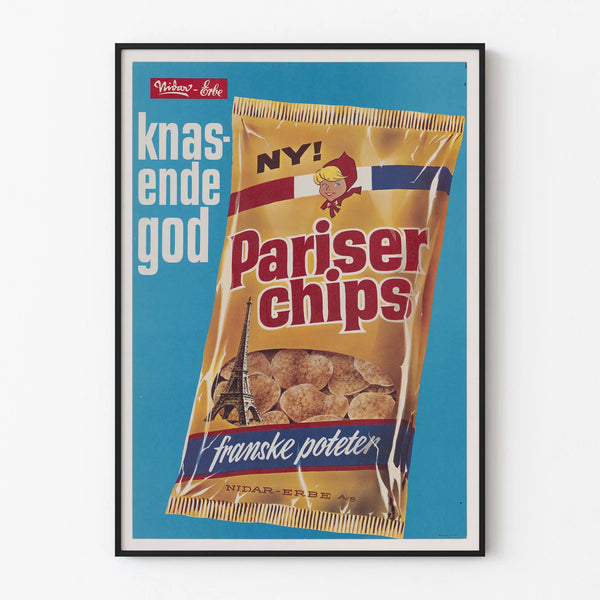 Póster vintage Pariser Chips - Decoración mural retro de aperitivo