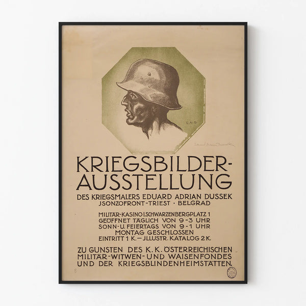 Vintage exhibition poster of war paintings by Eduard Adrian Dussek