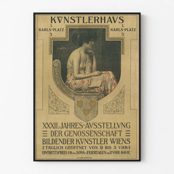 Póster artístico vintage para exposición anual de artistas vieneses