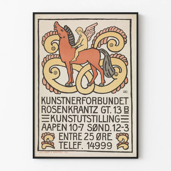 Póster artístico vintage para exposición Kunstnerforbundet