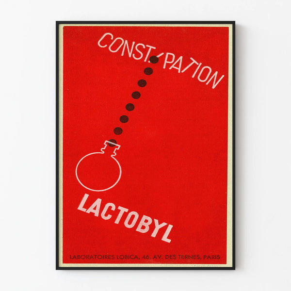 Vintage Lactobyl Advertising Poster - Red and Graphic Wall Decoration