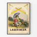 Póster vintage de cerveza Lager con rana real