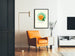 Decorative poster Lebensfreude with orange-pink rose and green halo Artem Legrand