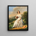 an elegant lady with a Florentine hat in a landscape - Lise Bruyère — framed artwork on a wall