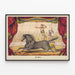 Póster vintage de circo con artista y caballo en escena — cuadro enmarcado en la pared