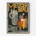 Póster vintage Metzger Bräu Zúrich cerveza alemana