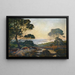 Bétail pastando sobre una bahía al atardecer - Émile-René Ménard — cuadro enmarcado en la pared