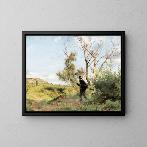 a wooden portrait by Pré Pidole - Émile Friant — framed artwork on a wall