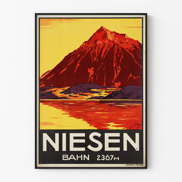 Vintage poster Niesen Bahn 2367m - Retro mountain wall decoration