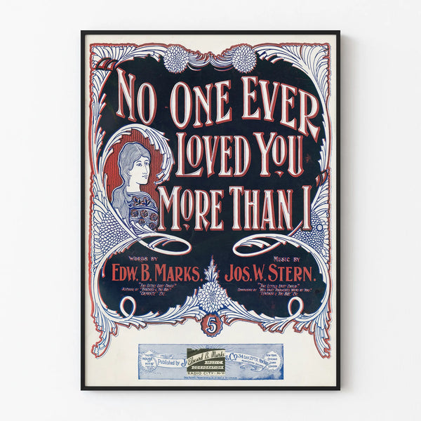 Vintage Poster No One Ever Loved You More Than I - Retro Wall Decoration