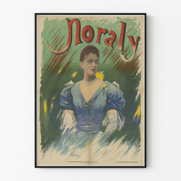 Vintage Noraly Poster Elegant Woman in Blue Dress