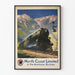 Póster vintage del tren North Coast Limited en las Montañas Rocosas de Montana