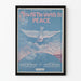 Vintage peace poster with dove and rising sun
