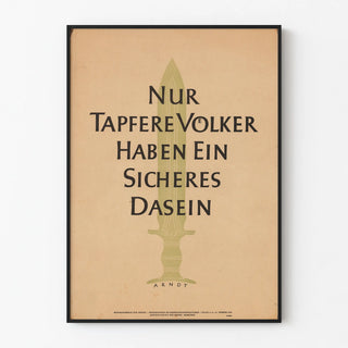 Vintage wall poster with quote about courage and determination