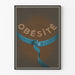 Póster de diseño sobre obesidad con cinta métrica azul