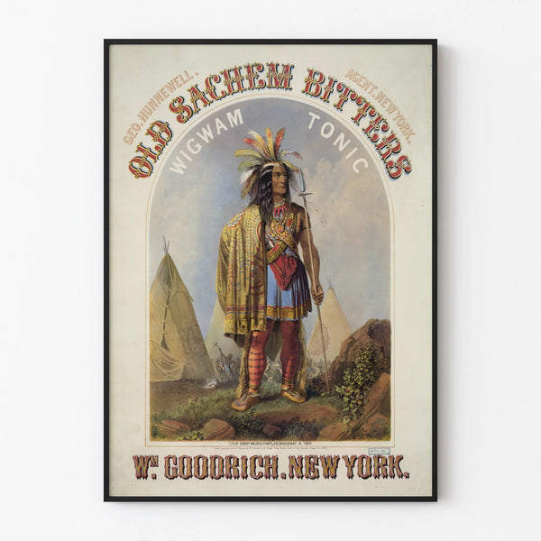 Vintage Poster Old Sachem Bitters Wigwam Tonic New York