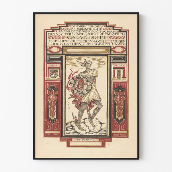 Póster vintage Certificado de servicio fiel Calvé Delft