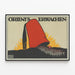 Vintage poster Orient's Erwachen with red fez and crowd silhouette — framed artwork on a wall