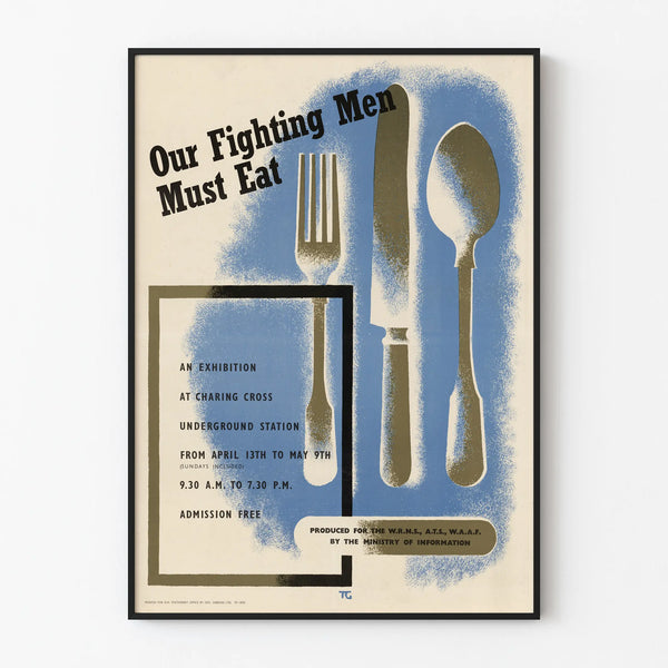 Póster Vintage Nuestros Hombres de Combate Deben Comer - Decoración de Pared Retro de Guerra