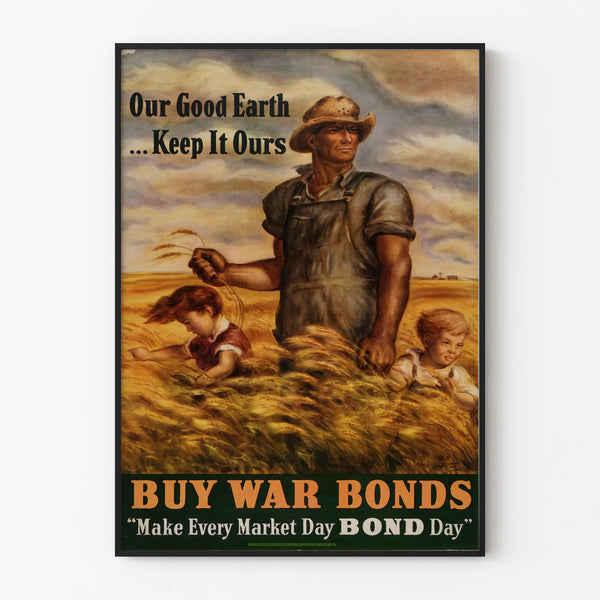 Póster Vintage Nuestra Buena Tierra - Decoración de Pared Patriótica y Agrícola