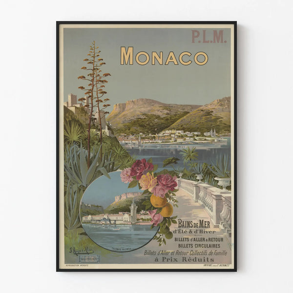 Vintage wall decoration poster Monaco Bains de Mer