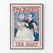 Póster vintage de jabón de tar para baño y peluquería