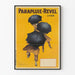 Póster vintage Paraguas-Revel con fondo amarillo