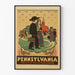 Póster vintage Pensilvania La pequeña escuela roja