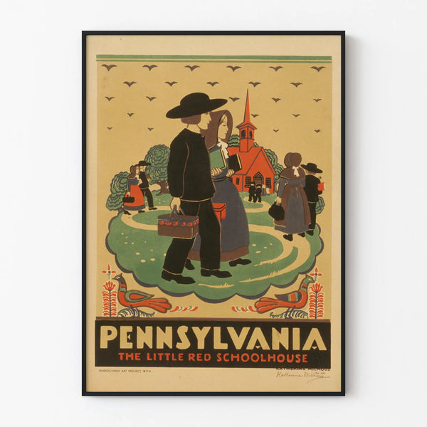Vintage Pennsylvania Poster The Little Red Schoolhouse