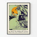 Vintage poster of Queen City Printing Ink Company in shades of orange, blue, and green
