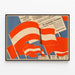 Vintage festival poster with flags for Volksstimmefest 1946 — framed artwork on a wall