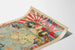Póster antiguo de planisferio alegórico de la alianza naval Japón-Reino Unido