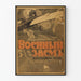 Póster vintage de propaganda militar con avión y texto en ruso
