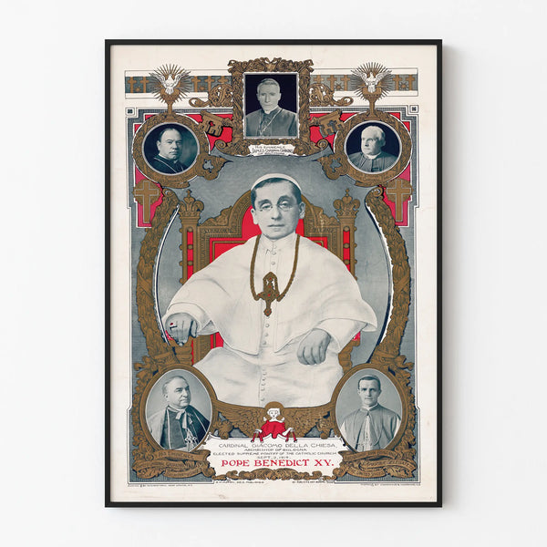 Vintage Poster of Pope Benedict XV and Cardinals - Historical Wall Decoration