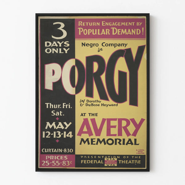 Vintage Poster Porgy Theatre - Original Wall Decoration