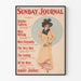 Póster vintage Sunday Journal con mujer elegante sosteniendo una flor