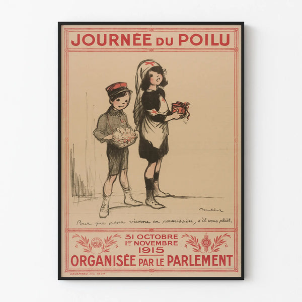 Póster vintage Día del Poilu 1915 - Decoración mural histórica