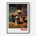Póster de decoración mural Mickey Mouse leyendo junto a la chimenea