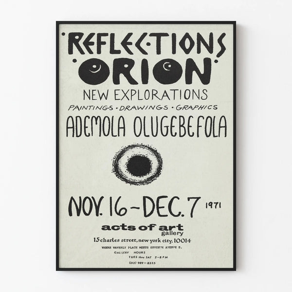 Póster de exposición artística Reflections Orion de Ademola Olugebefola