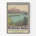 Póster vintage de la Rhätische Bahn – Lago Silsersee y Oberengadin en Suiza