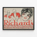 Póster vintage Richards Grill con retrato de mujer y músicos — cuadro enmarcado en la pared