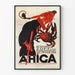 Póster artístico vintage AHIGA con ilustración en rojo y negro