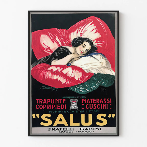 Póster vintage de decoración mural Salus Almohada y Colchón