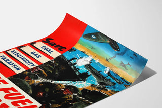 Vintage Military Poster Fuel Economy for Battle