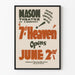 Póster vintage de teatro Mason 7th Heaven apertura en junio