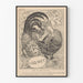 Vintage political caricature poster with chickens and human face