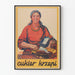 Póster vintage de cocina con mujer, azúcar y frutas